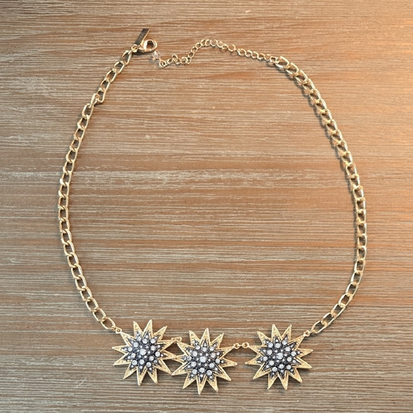 Gold and Silver Starburst Necklace & Earring Set - Picture 1 of 4
